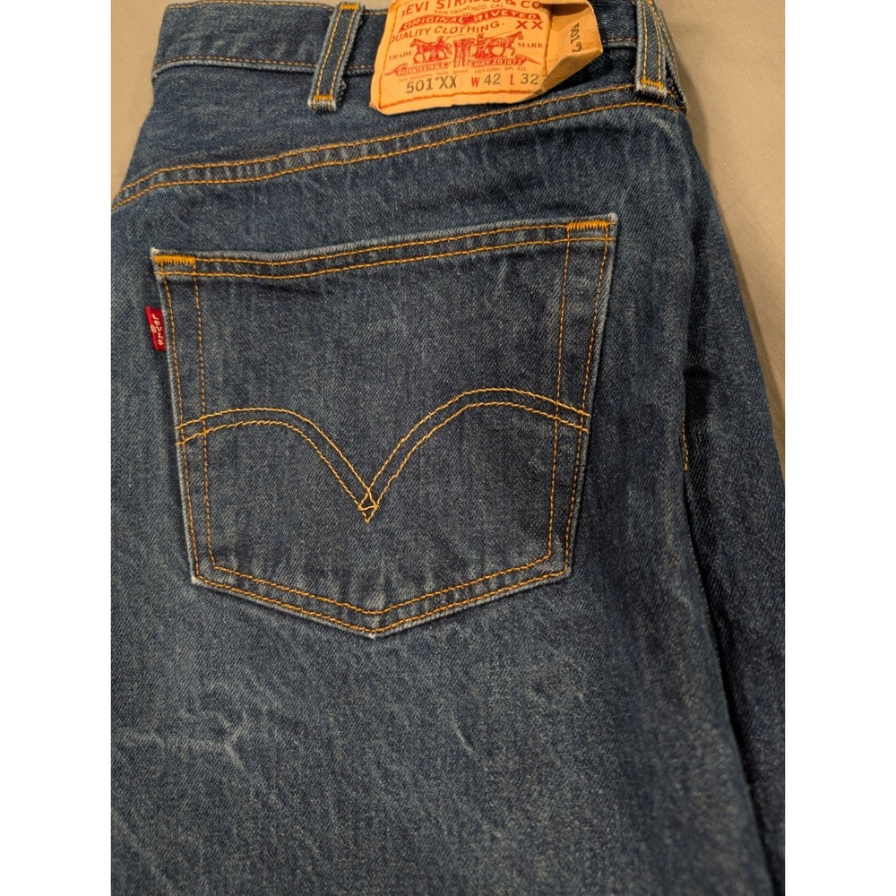 Vintage Levi's 501xx Jeans 42x32 Dark Wash Button Fly 1990's -2000